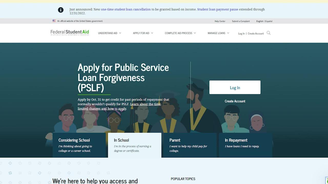 Student aid site stops working after WH student debt relief announcement