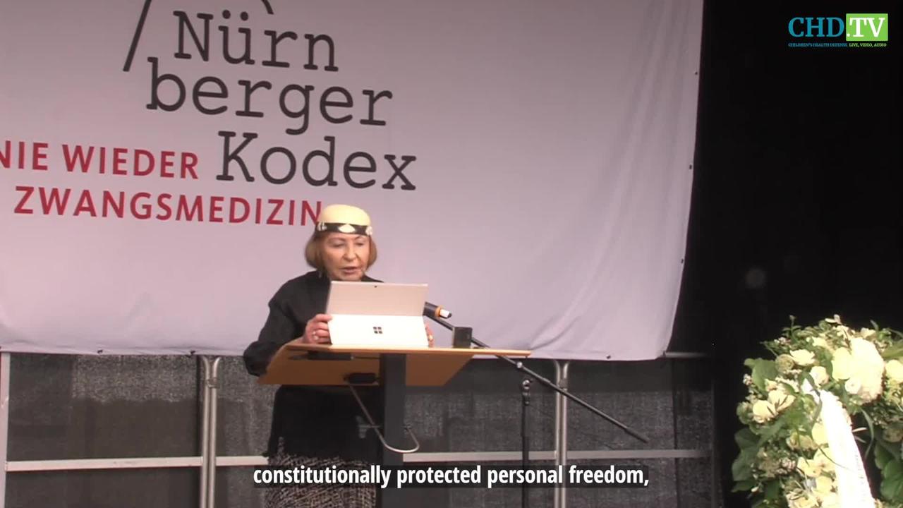 Vera Sharav Speaking At Nuremberg 75Th Anniversary: "Unless All Of Us Resist, Never Again Is Now"