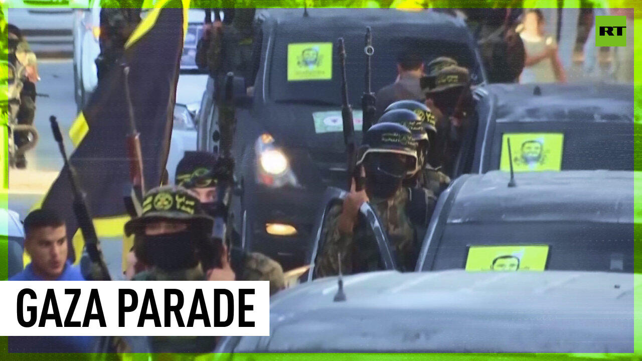 Islamic Jihad fighters hold military parade in southern Gaza