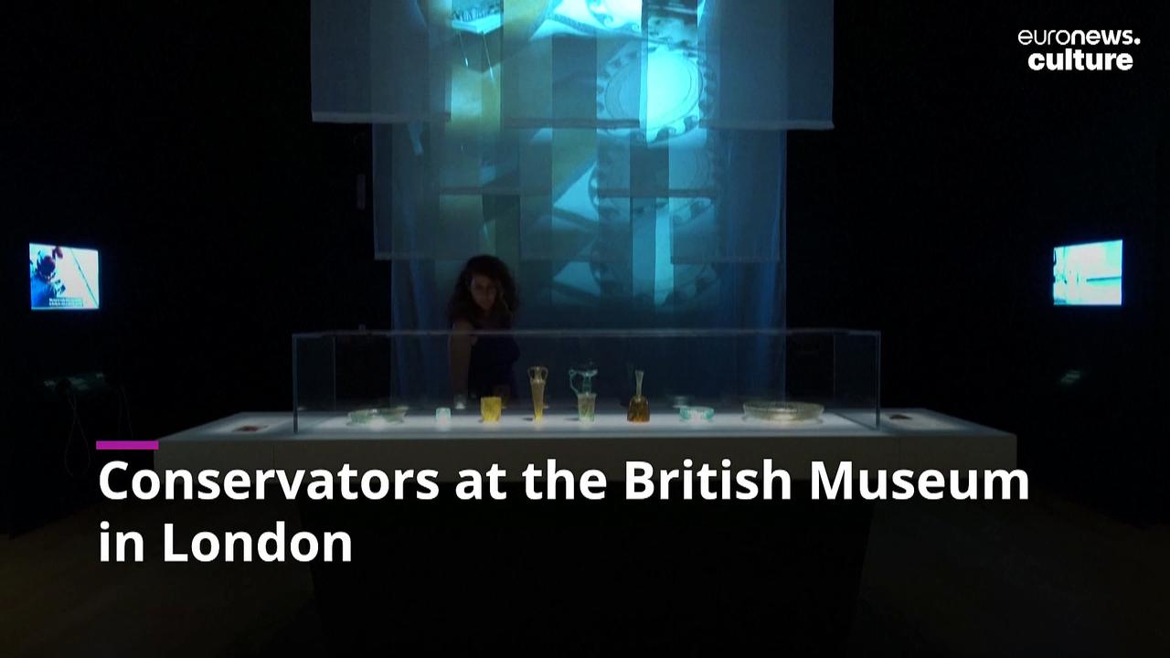 Shattered glass of Beirut: Restored vessels once destroyed by port blast go on display in London