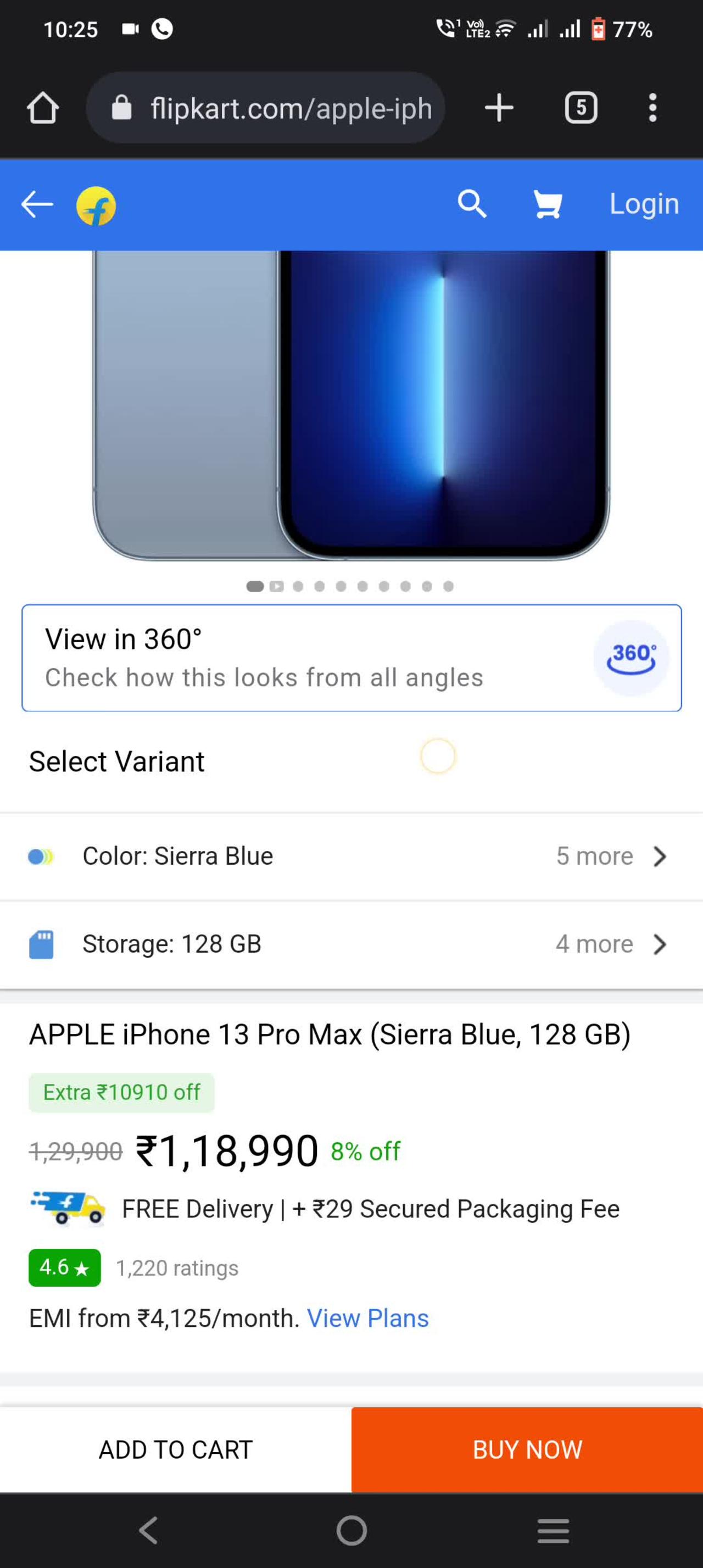 Iphone 13 pro max 8% off on Flipkart limited period offer order it now link in the discription
