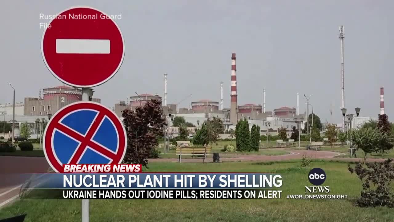 Nuclear power plant hit by shelling in Zaporizhzhia