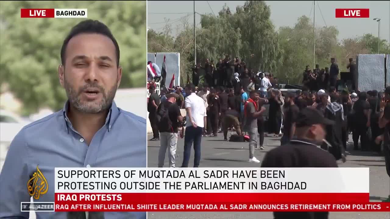 Al Jazeera reports on the critical situation in Iraq after Muqtada al Sadr announces his withdrawal from politics