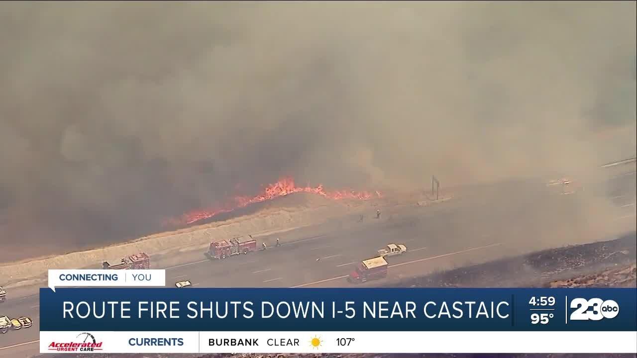 Route Fire shuts down I-5 near Caustic
