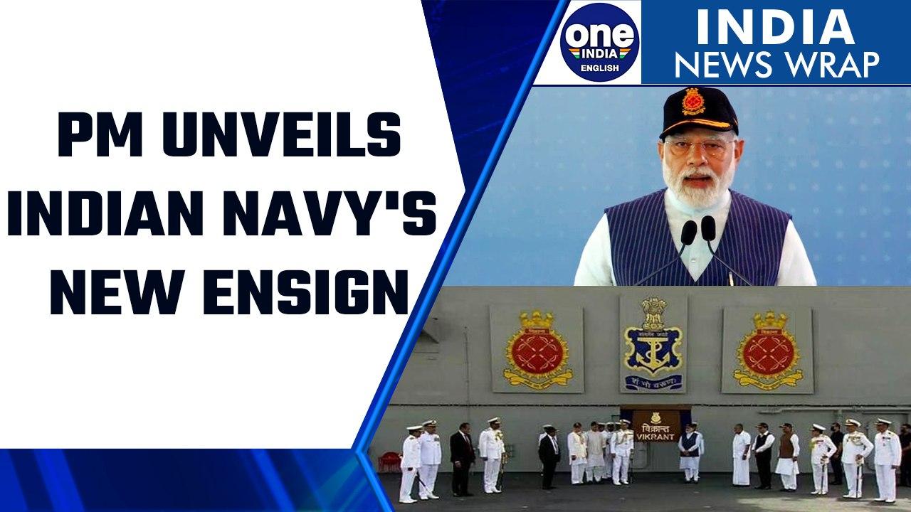 PM Modi unveils Indian Navy’s new ensign after commissioning INS Vikrant | Oneindia News*News