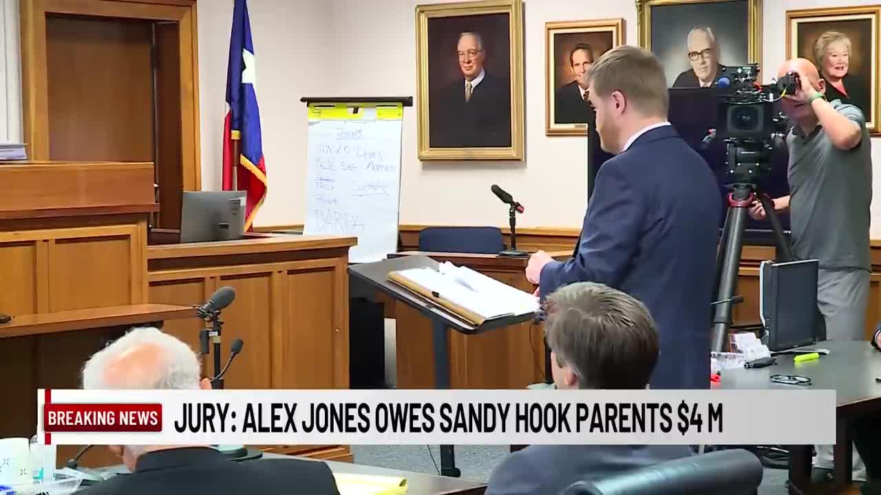 Jury finds Alex Jones must pay Sandy Hook parents more than $4 million