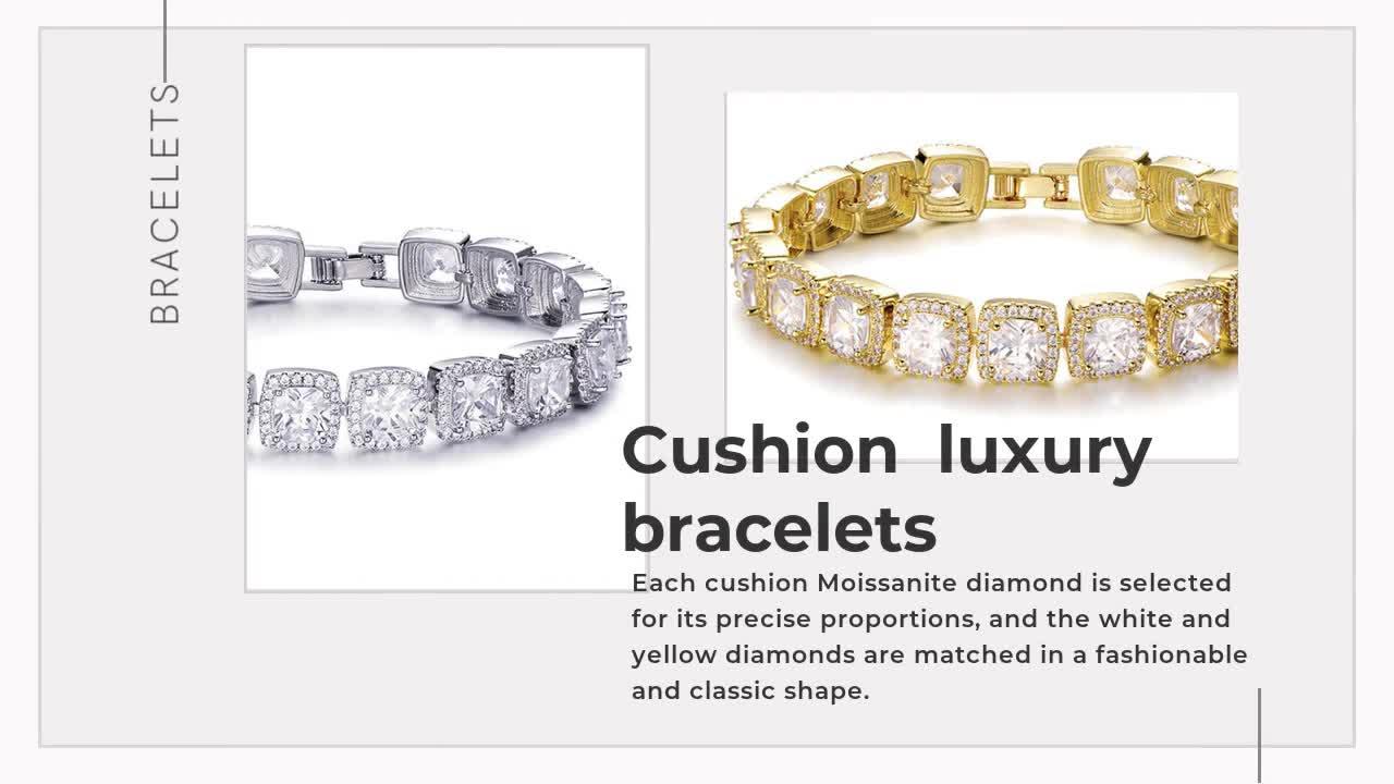 Tianyu Gems Cushion Luxury Bracelet Set With Moissanite Diamonds Grouped Full Diamond Bracelet