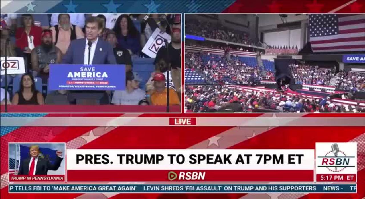 Oz speaks at Trump's rally in Wilkes Barre, Pennsylvania