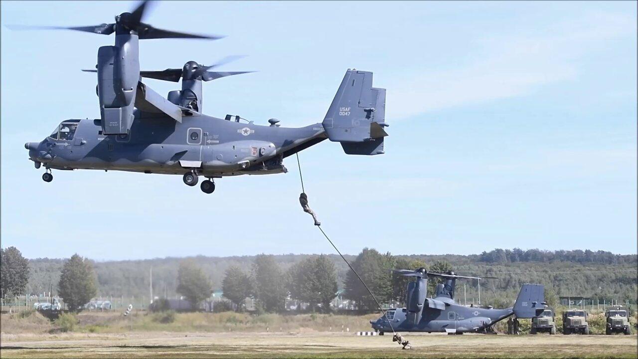 U.S. and Ukraine Special Operations Forces Practice Fast Rope Techniques