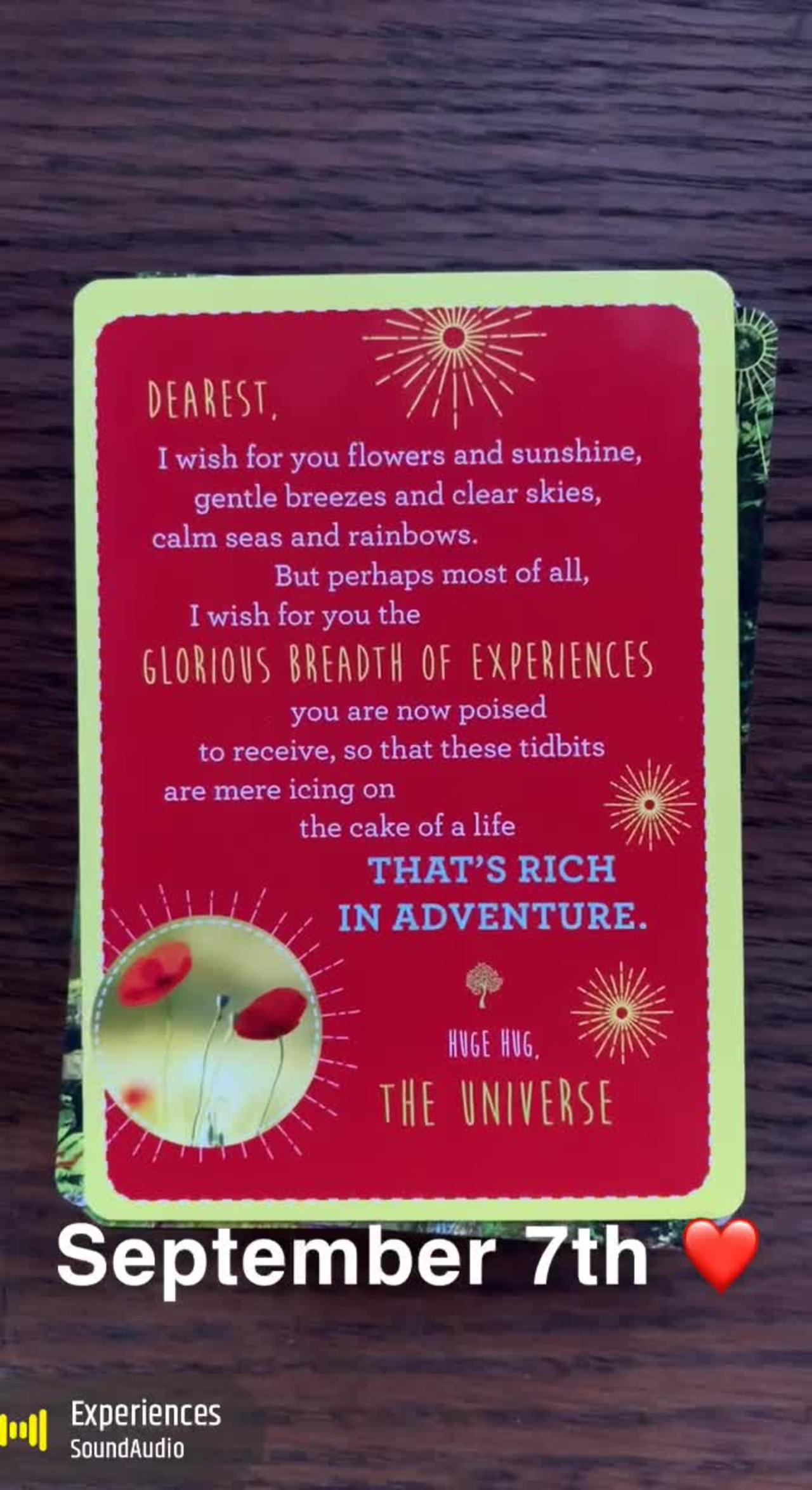 September 7th oracle card: experiences