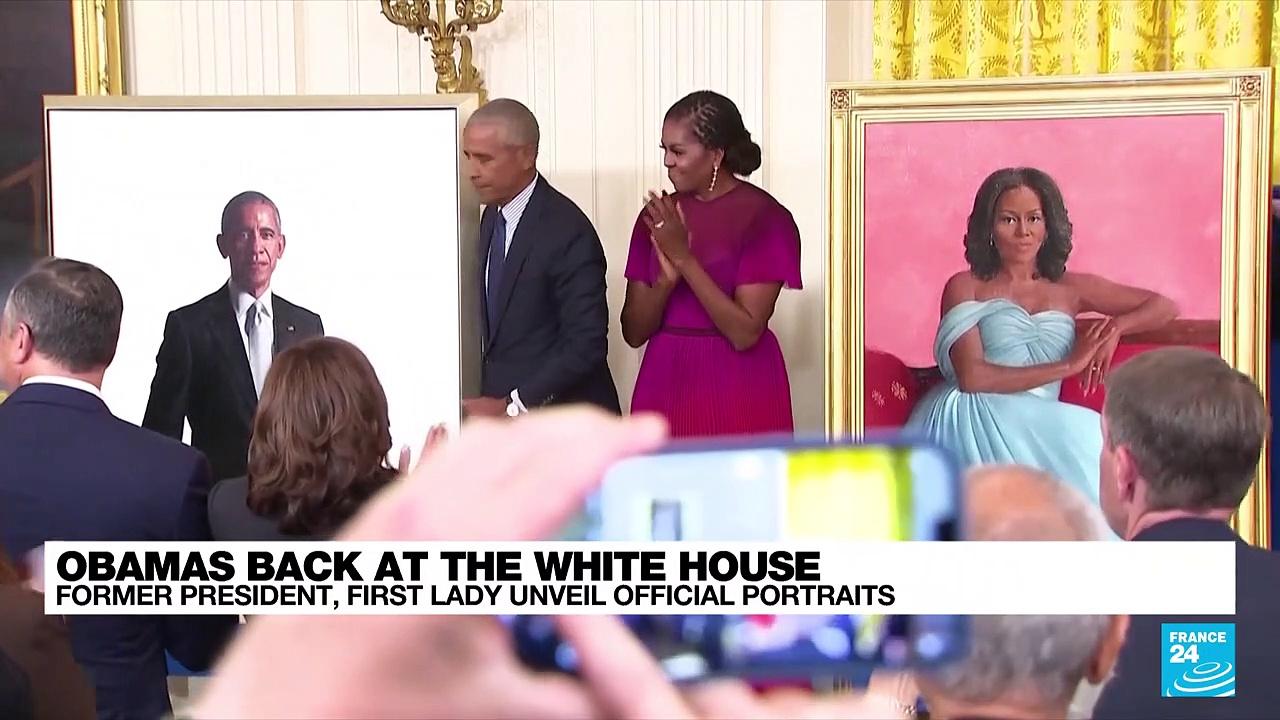 Obamas return to the White House, unveil official portraits