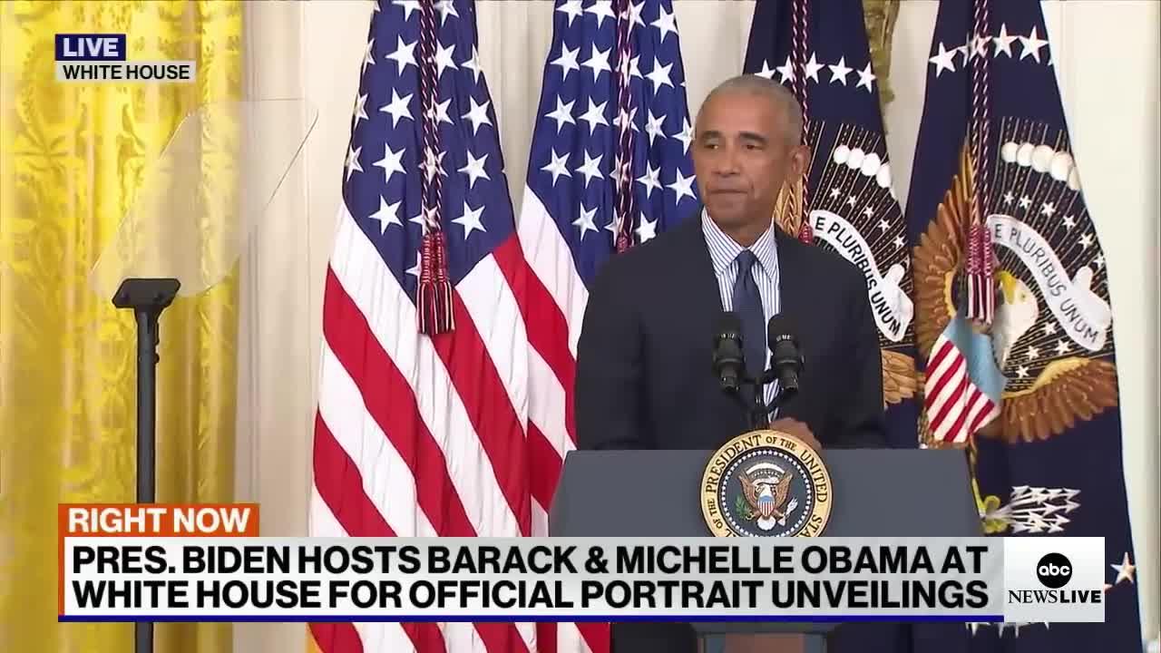 Barack and Michelle Obama return to the White House for portrait unveiling