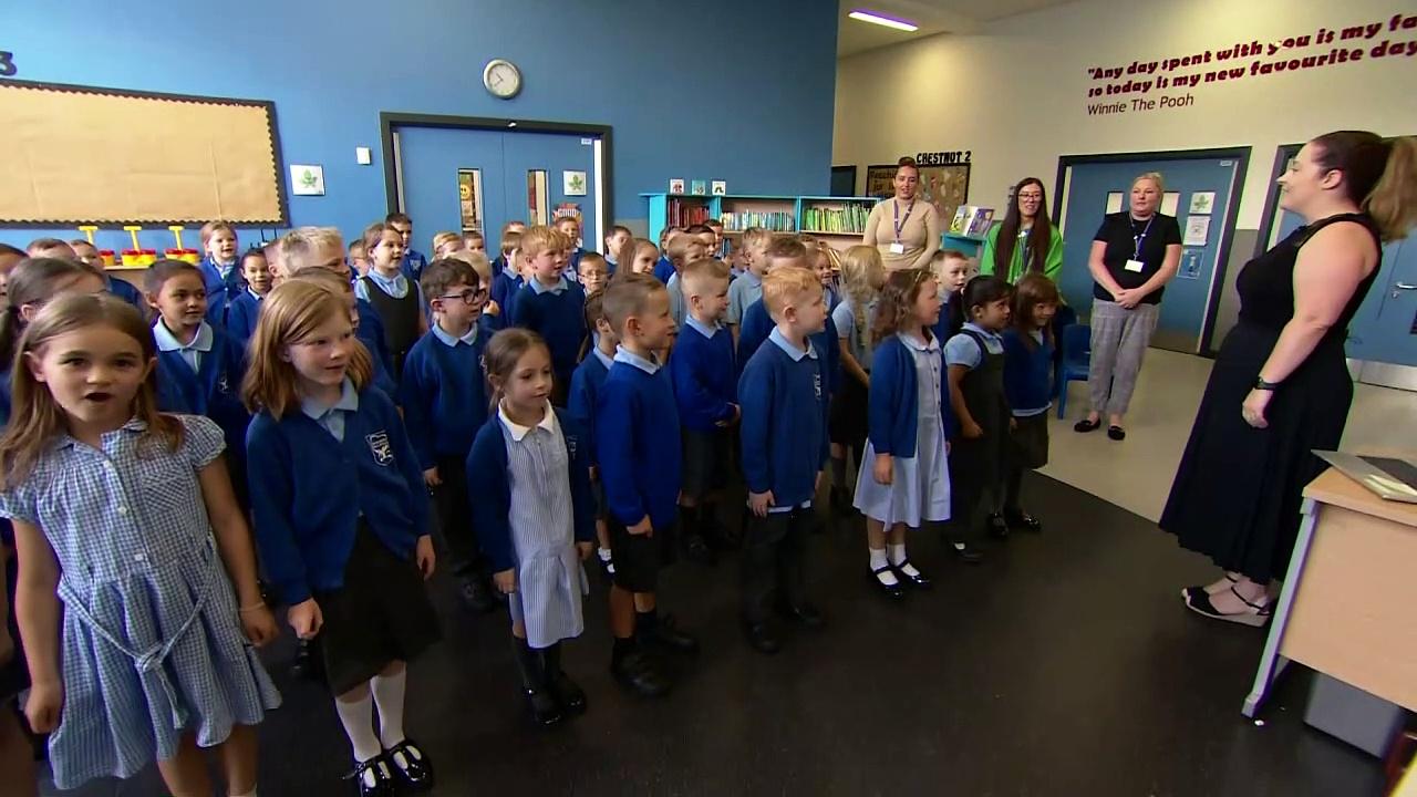 Schoolchildren pay tribute to Queen Elizabeth II