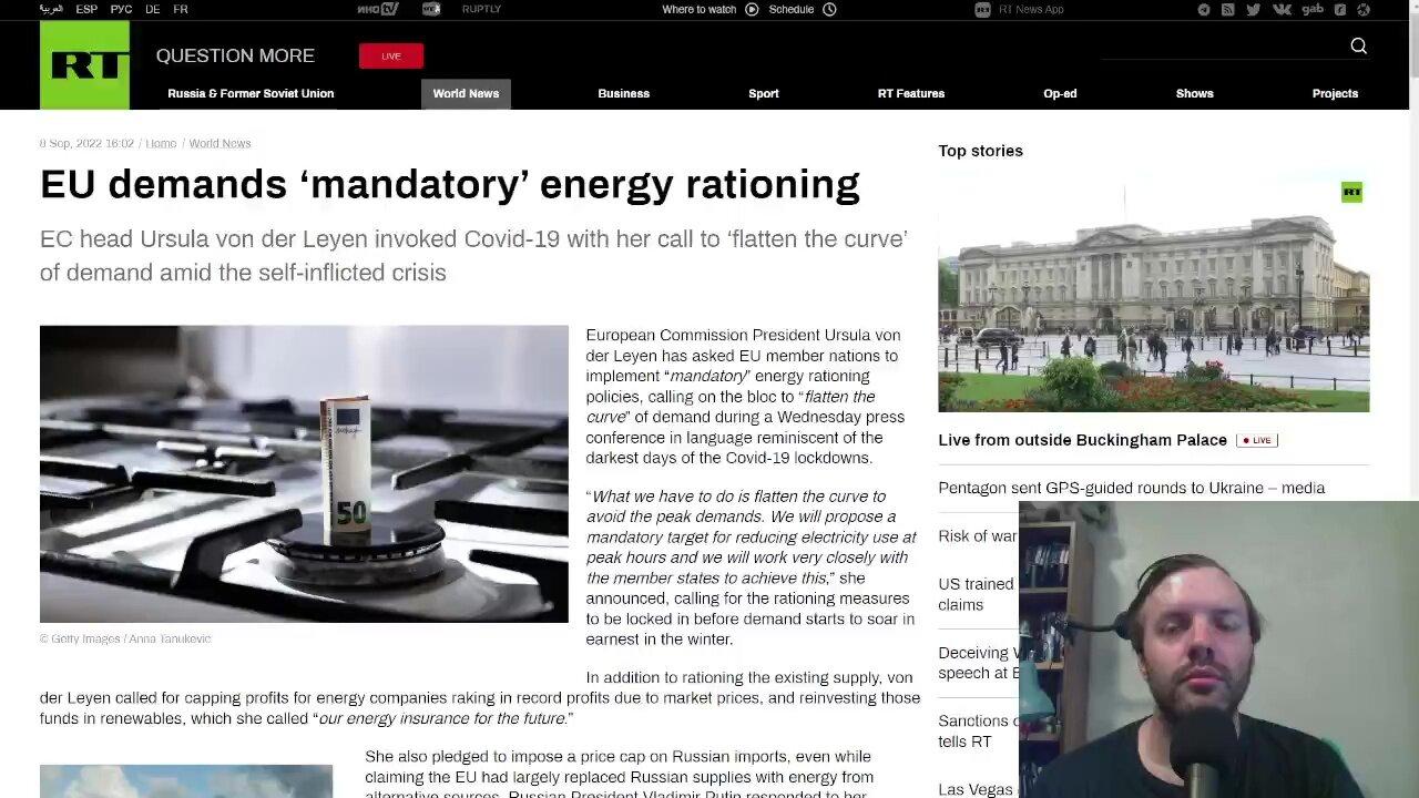 EC President von der Leyen asks EU nations to implement “mandatory” energy rationing
