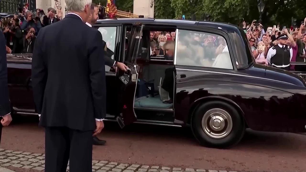 King Charles greets crowds at Buckingham Palace