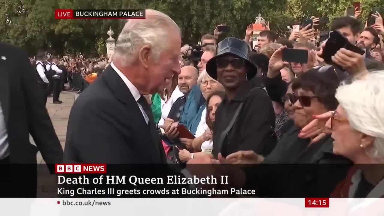 King Charles III meets crowds outside Buckingham Palace
