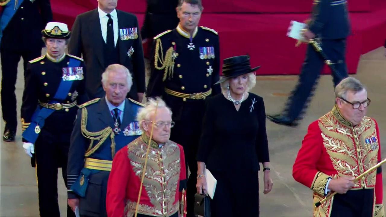 Royal family returns to palace after coffin procession