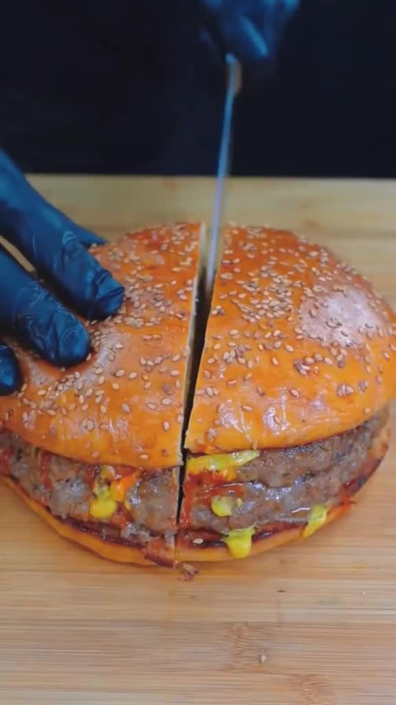 Ground beef and cheese makes a very large burger