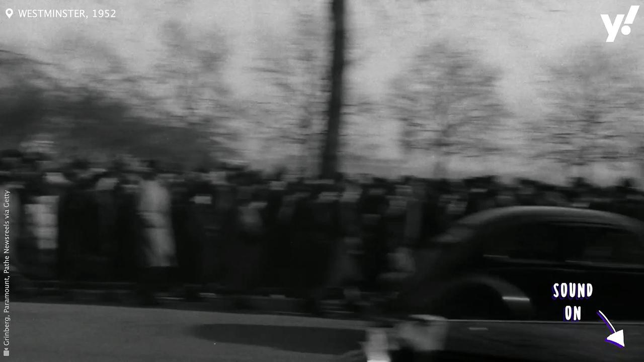 Poignant scenes show thousands queueing for Lying-In-State of King George VI in 1952