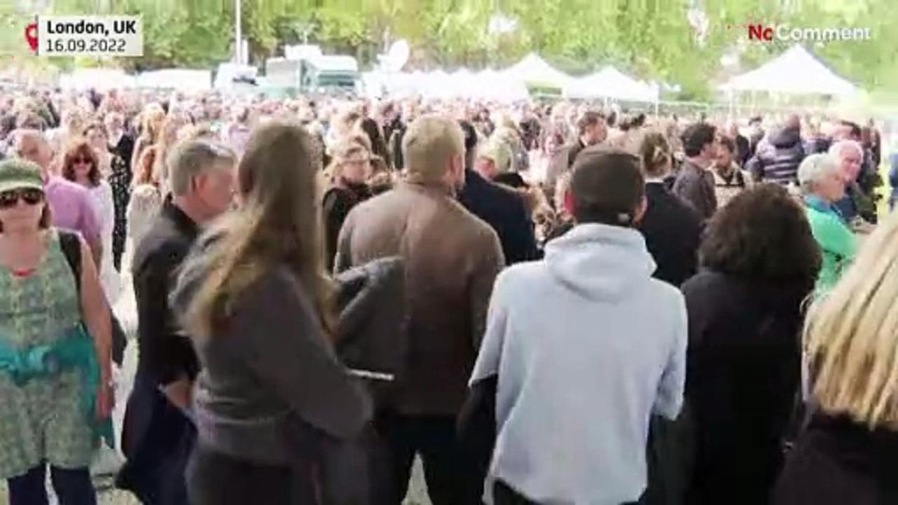David Beckham queues to see the Queen's coffin in London.