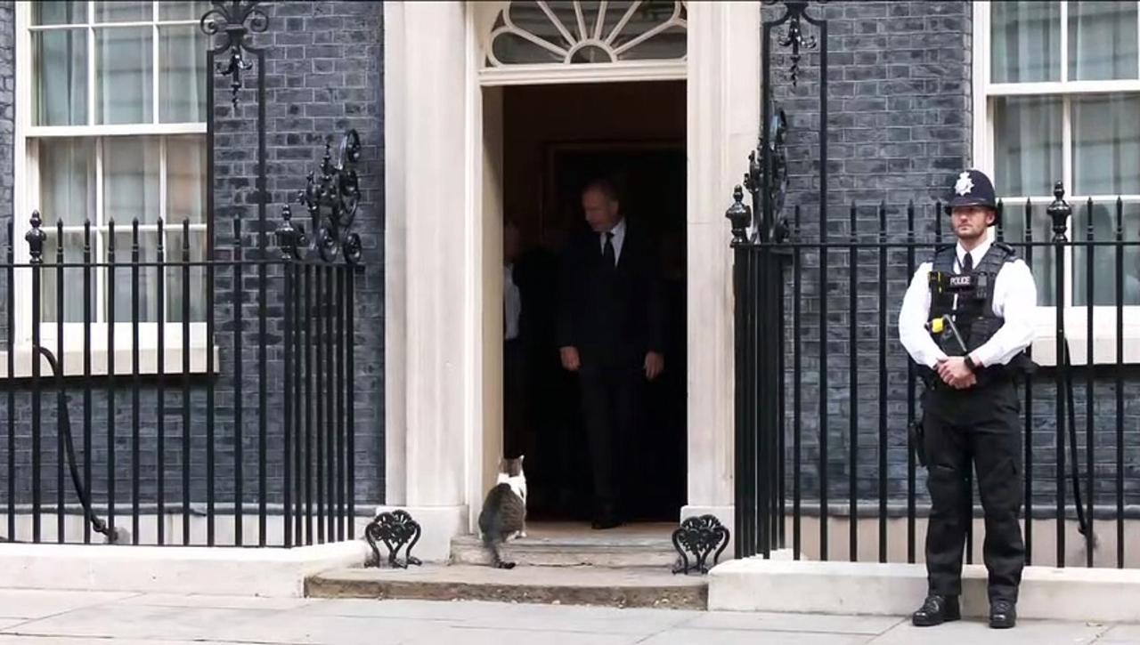 Irish PM met by Larry the Cat as he leaves 10 Downing Street