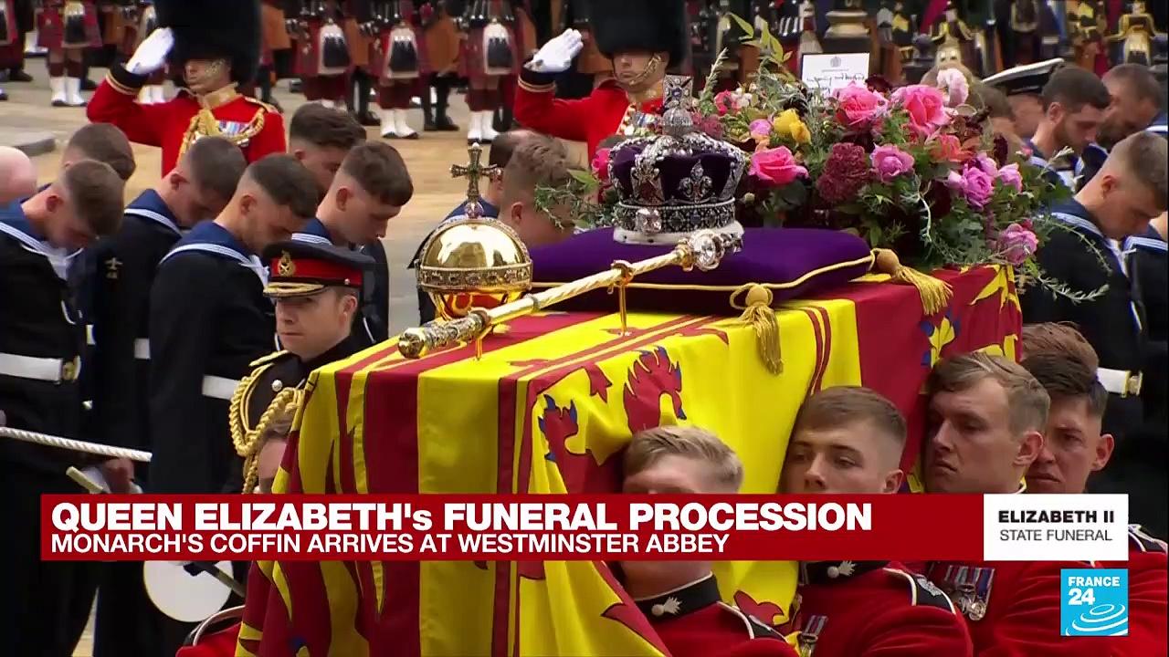 Queen Elizabeth II's coffin arrives at Westminster Abbey