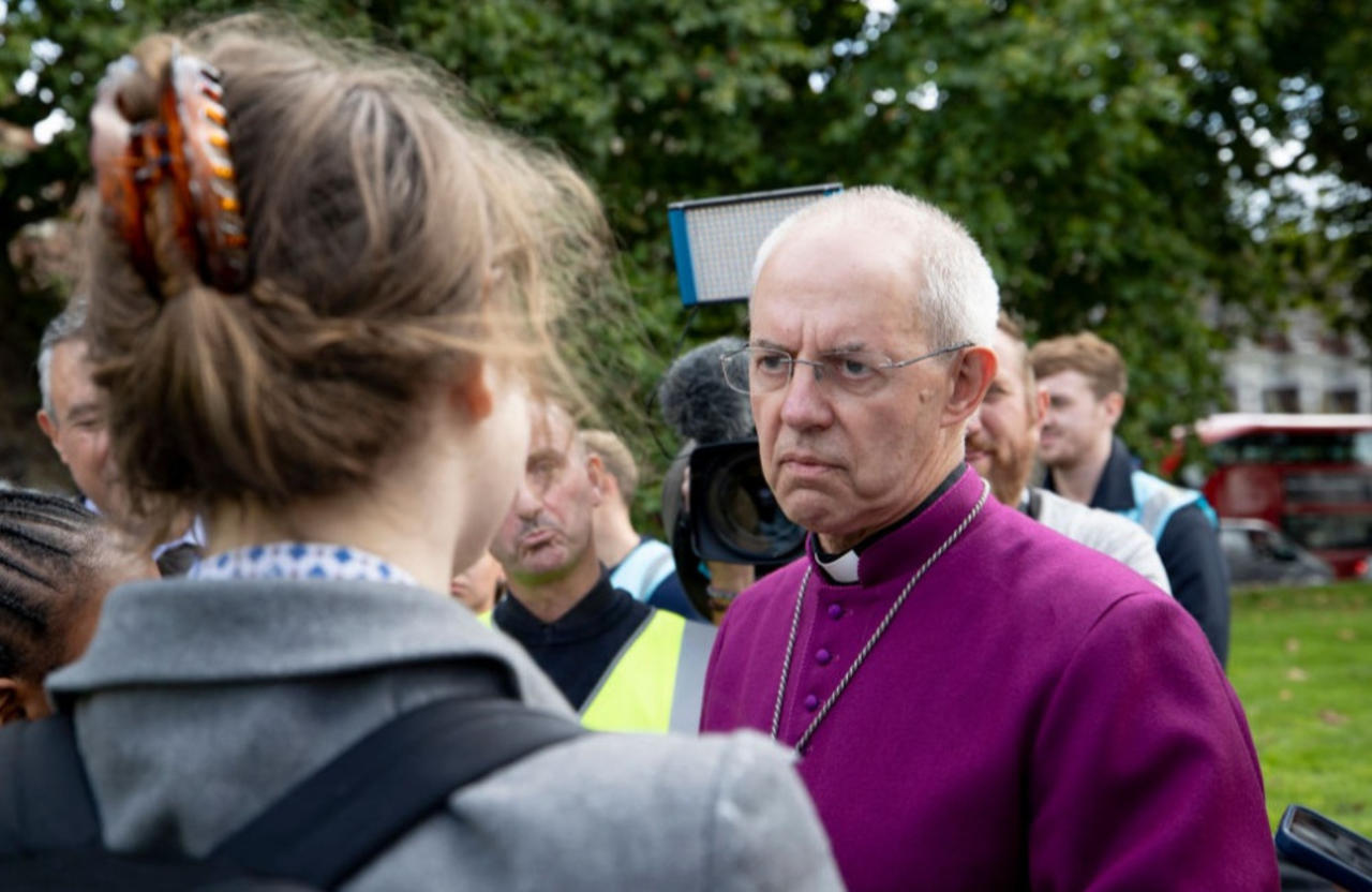 Archbishop of Canterbury Justin Welby delivers commendation at Queen Elizabeth's funeral at Westminster Abbey