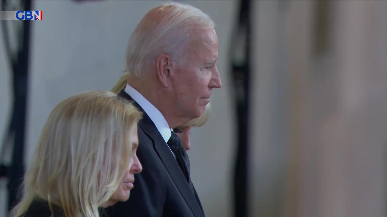 Joe Biden visits Westminster Hall to pay his respects to Queen Elizabeth II