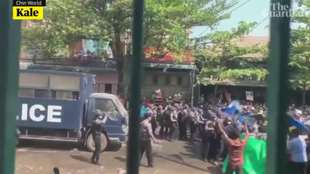 Myanmar_ police fire stun grenades at protesters in Yangon