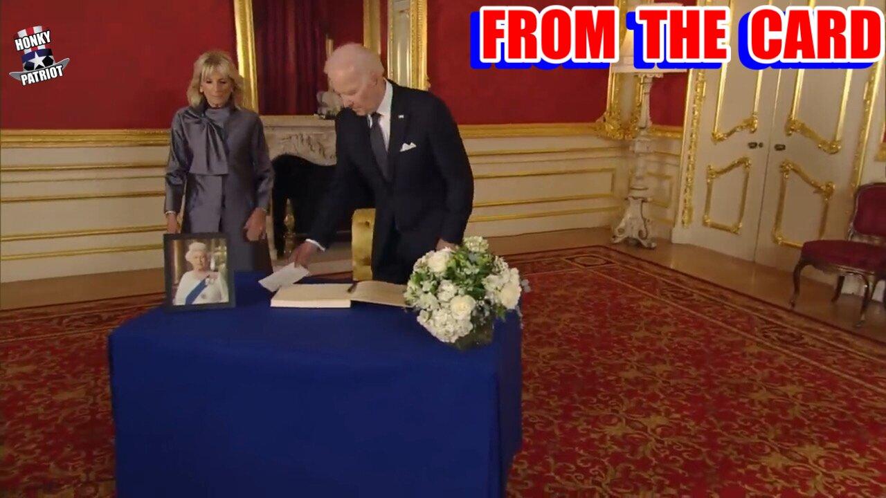 Joe Biden Needs Notecard to Sign Condolence Book For Queen Elizabeth