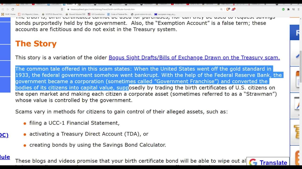 US government used your birth certificate bond to monetize your labor in a Treasury account?