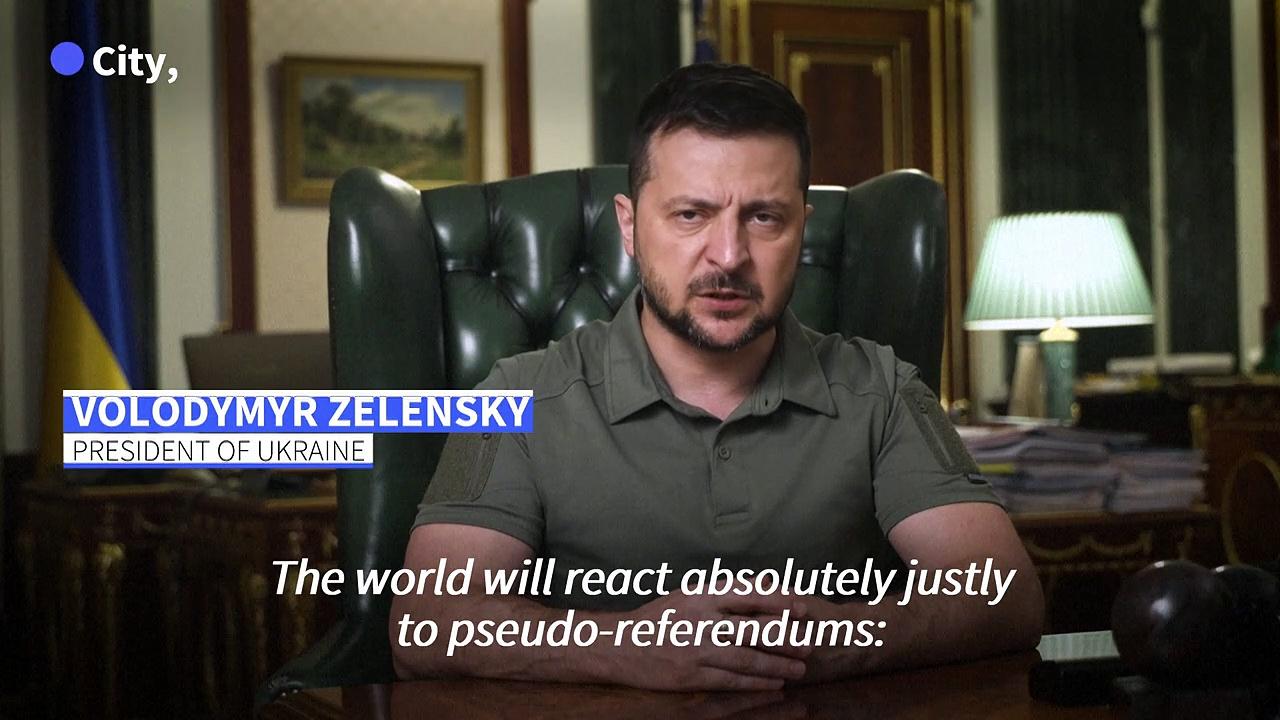 Zelensky condemns Russia's 'pseudo-referendums'