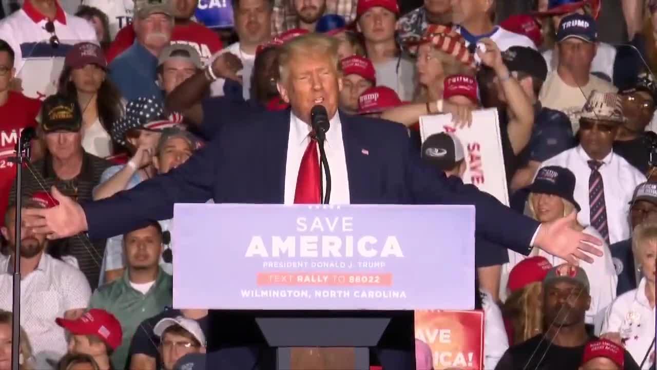 Former President Donald Trump speaks at NC campaign rally for Ted Budd in Wilmington