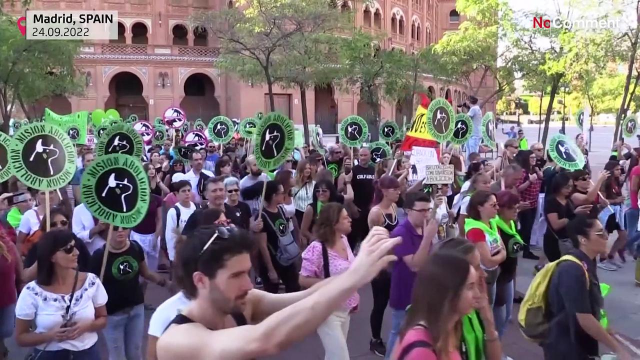 Protests against bullfighting in Madrid