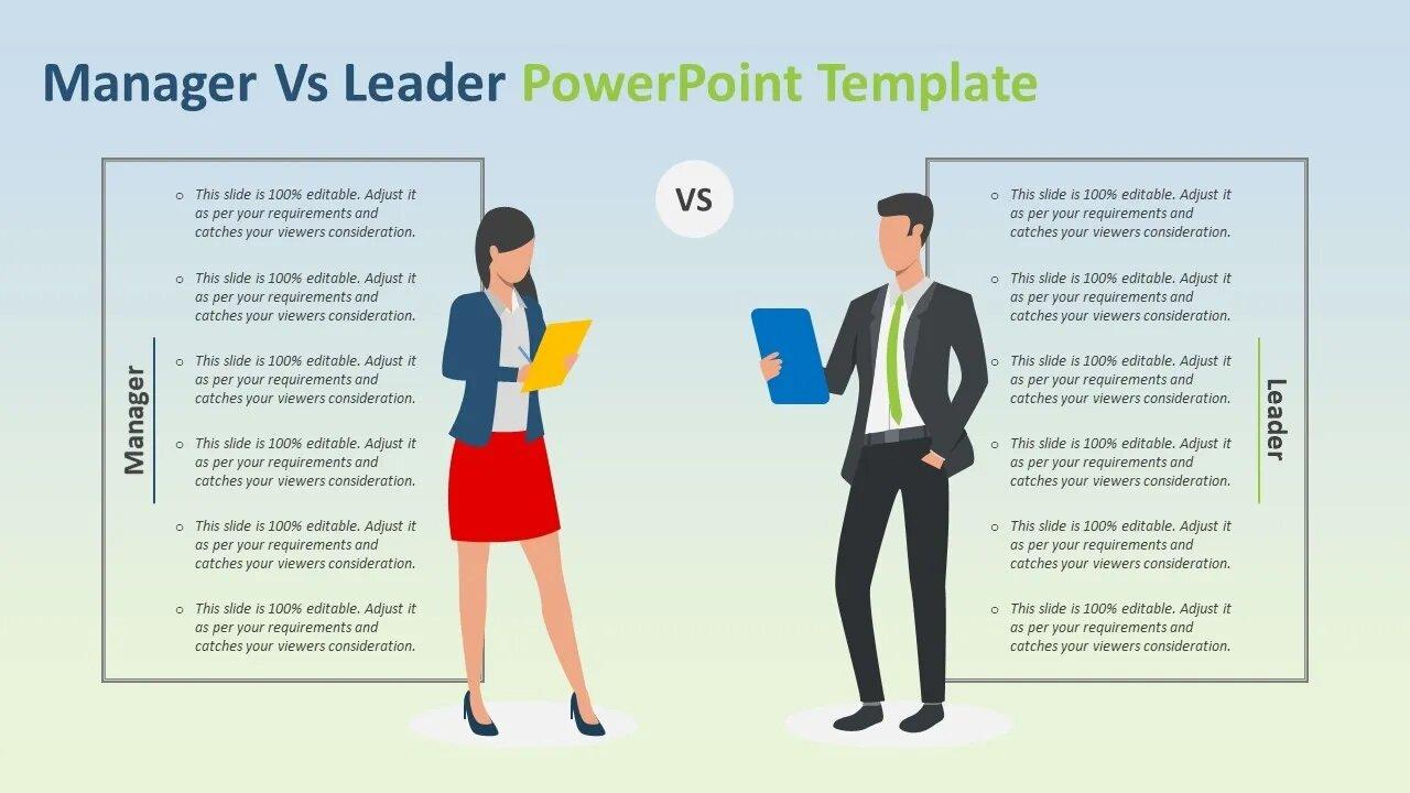 Manager Vs Leader PowerPoint Template