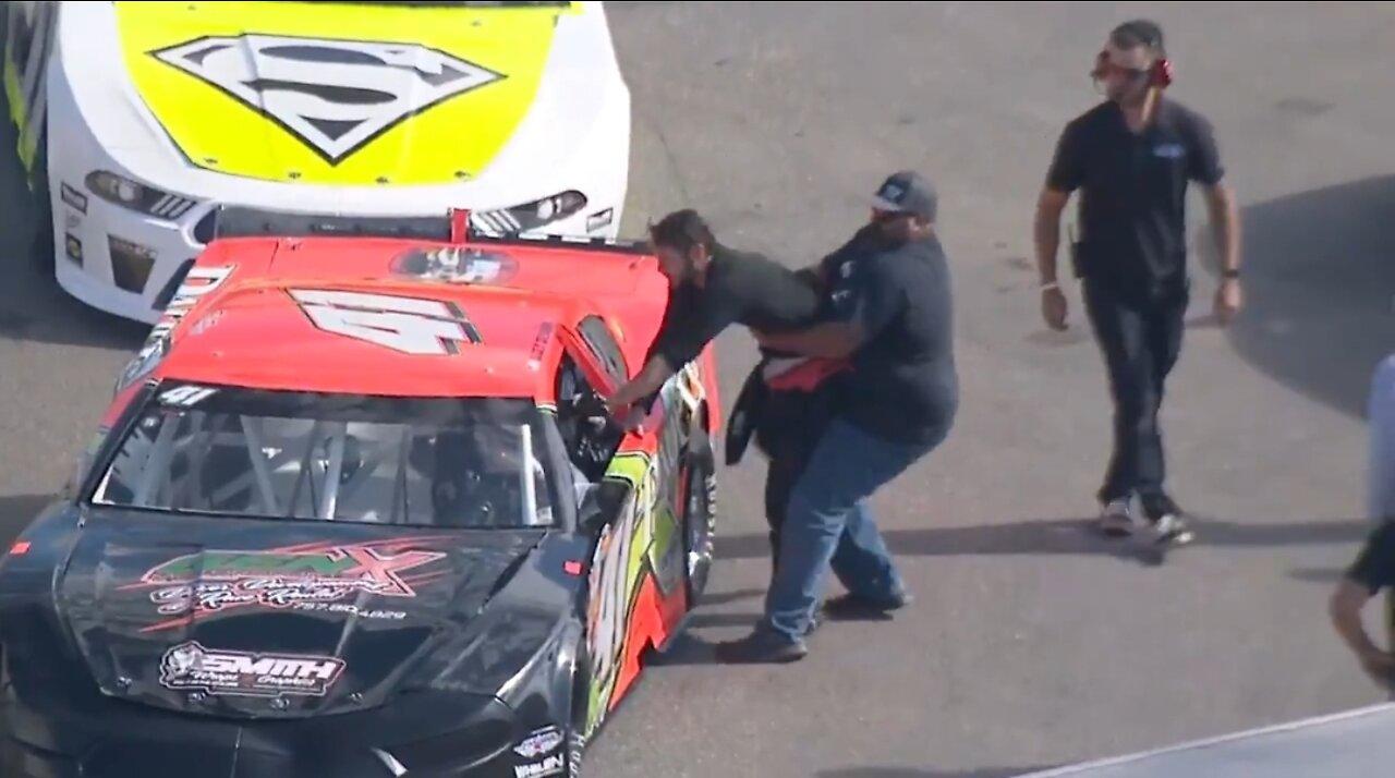 NASCAR Driver Frantically Punches Opponent In Wild Scene