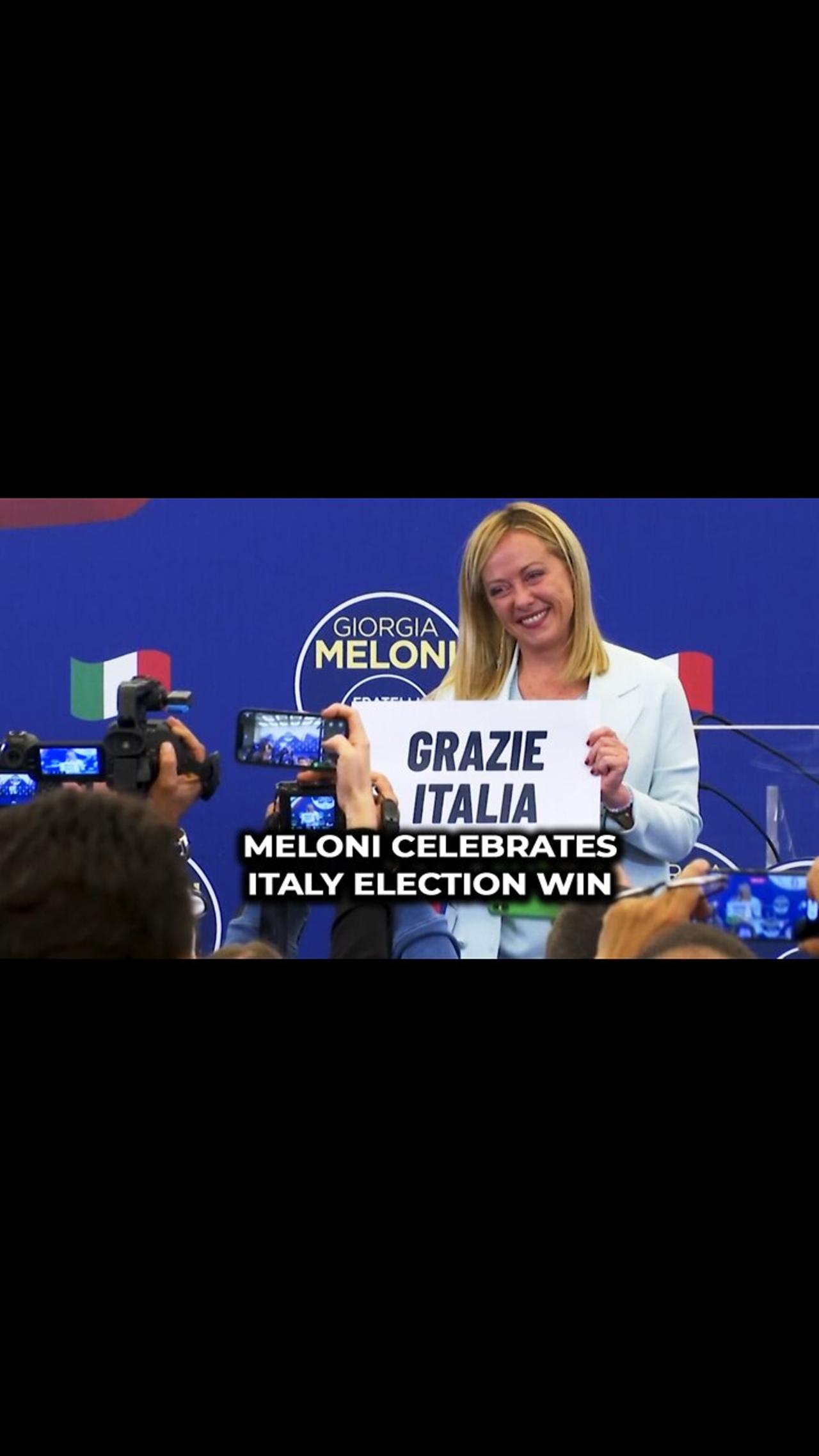 Meloni celebrates Italy election win