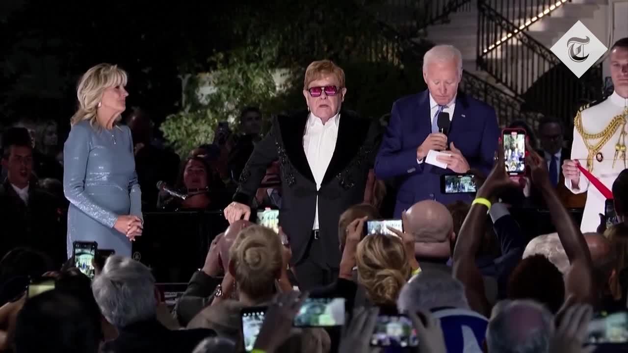 'I'm flabbergasted': Elton John awarded medal by Joe Biden after White House performance