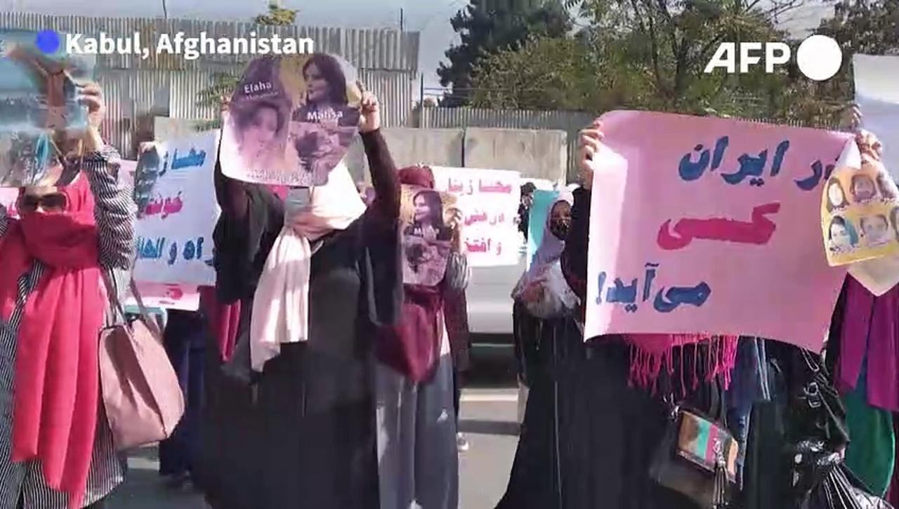 Afghan women hold rally backing Iran protests before being dispersed by Taliban