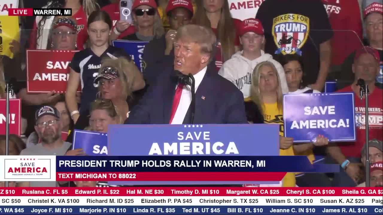 Closing Remarks Oct 1 2022 - President Trump Rally; Warren Michigan