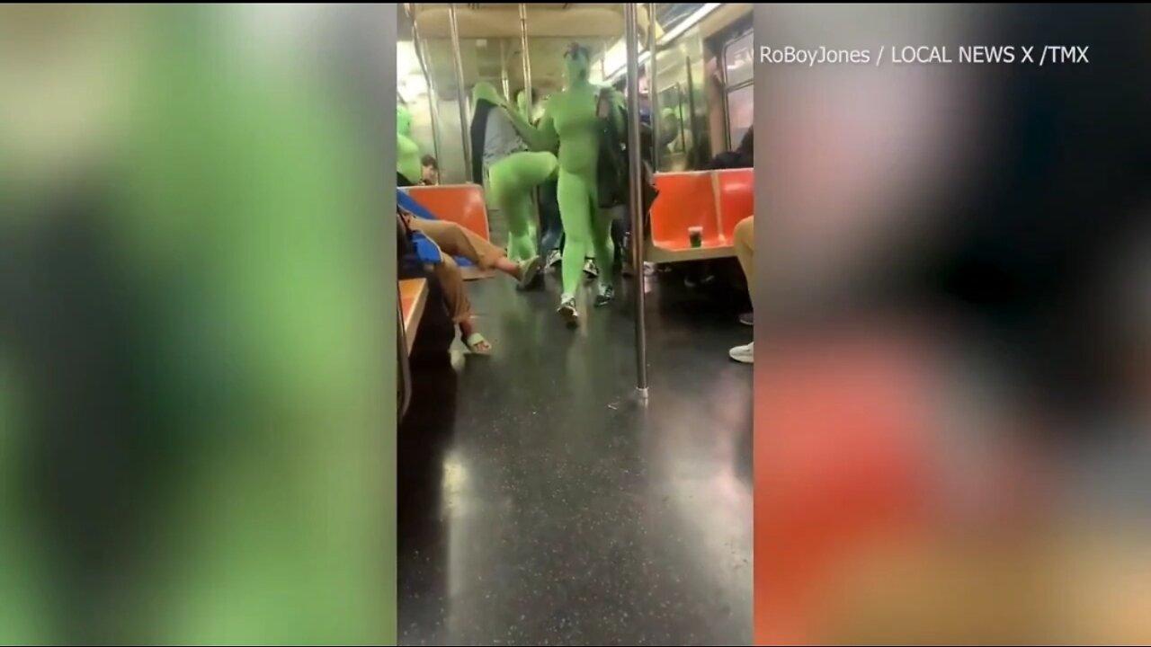 Gang Of Women In Neon Green Bodysuits Attack Teens on NYC Subway