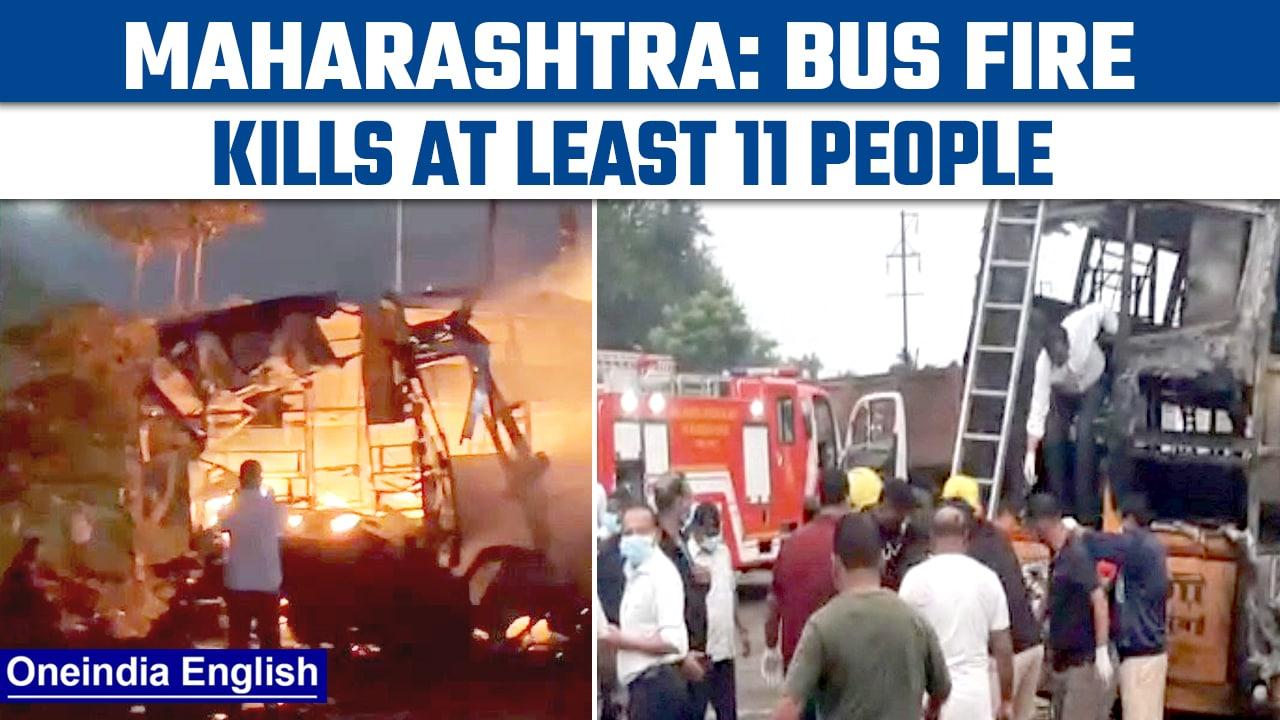 Maharashtra: At least 11 dead as bus catches fire after crash in Nashik | Oneindia News*News
