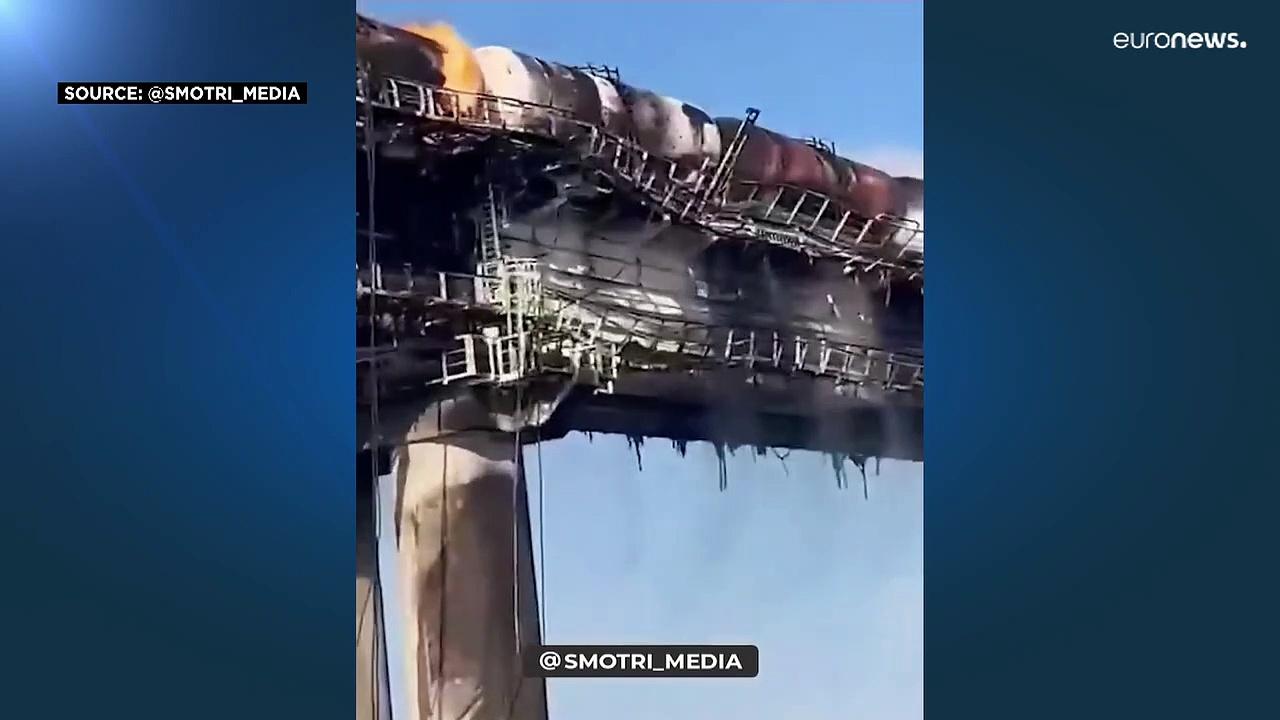 Ukraine war: Major blast causes bridge linking Russia and Crimea to partially collapse