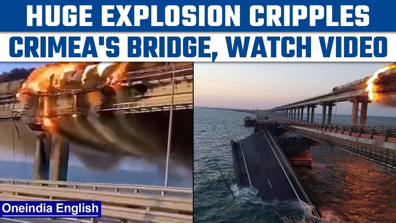 Crimea Bridge Explosion: Fire and smoke cripples Crimea’s Kerch bridge |Oneindia news *International
