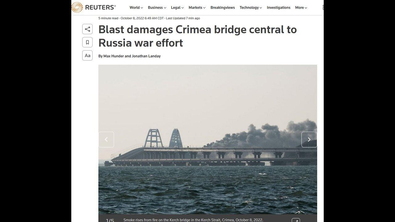 Explosion destroys part of Crimea bridge crucial to Russian war effort