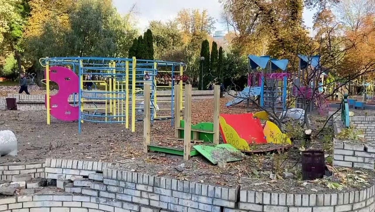 Ukraine: Children's playground hit in Kyiv blast