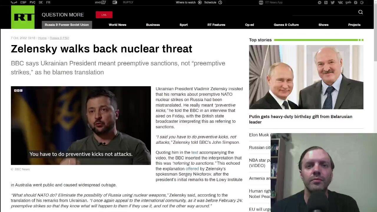 Zelensky walks back nuclear threat, Washington reiterates no plans to attack Russia