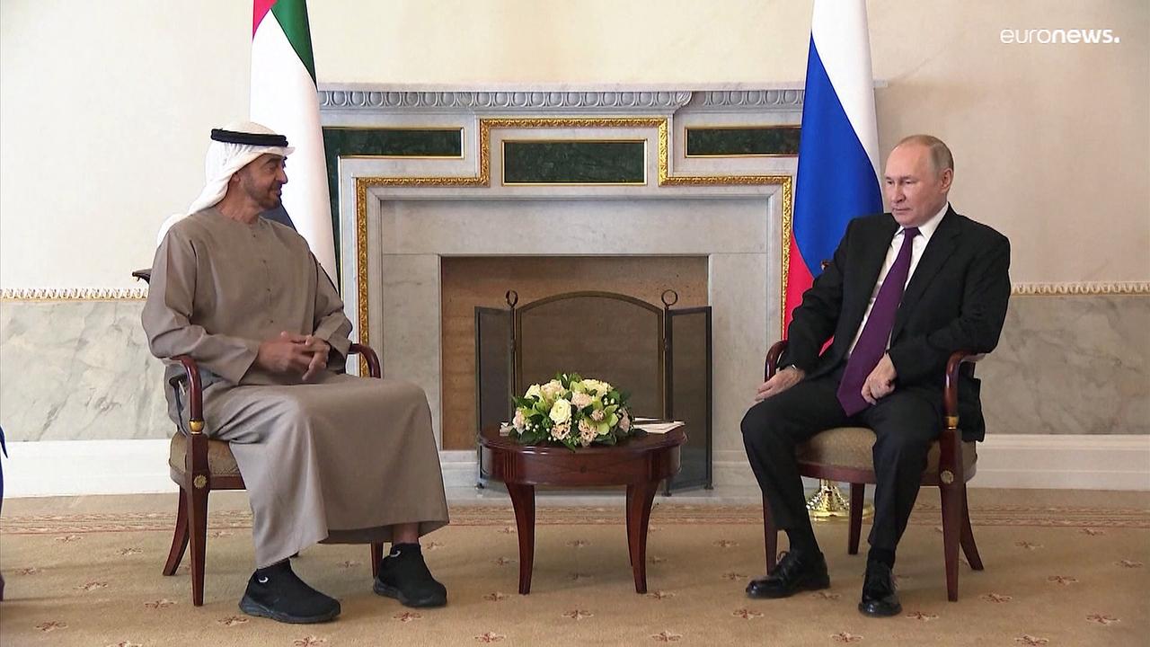 Heads of UAE and Russia meet in St Petersburg days after OPEC+ cuts oil production