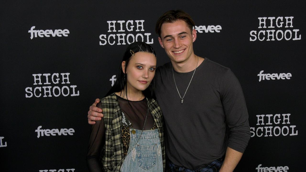 Geena Meszaros and Marcus Della Rosa attend Freevee's 'High School' premiere in Los Angeles