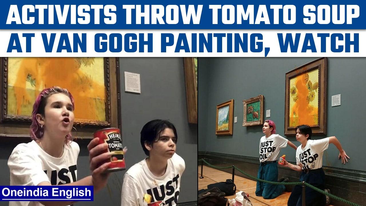 Just Stop Oil Protests: Activists throw soup on Van Gogh painting | Oneindia News *International